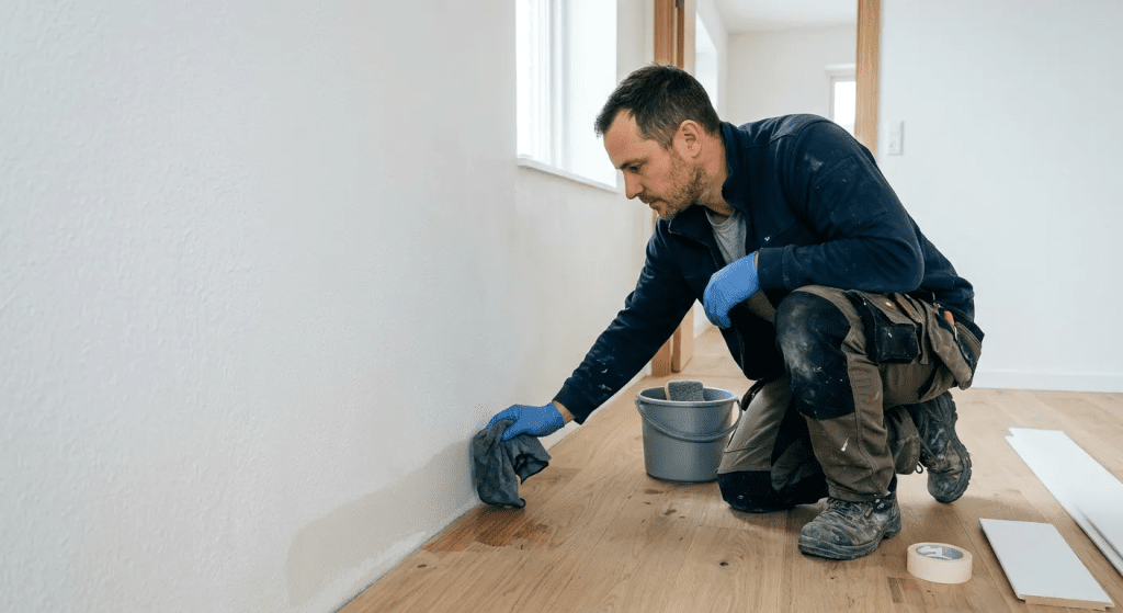 подготовка стены перед установкой плинтуса